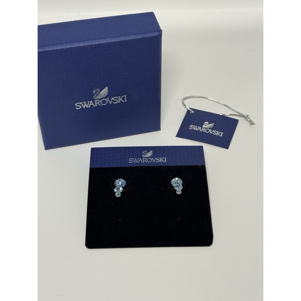 SWAROVSKI Slake Dot Pierced Earring Jackets Aqua #5201105 Blue Gemstone New